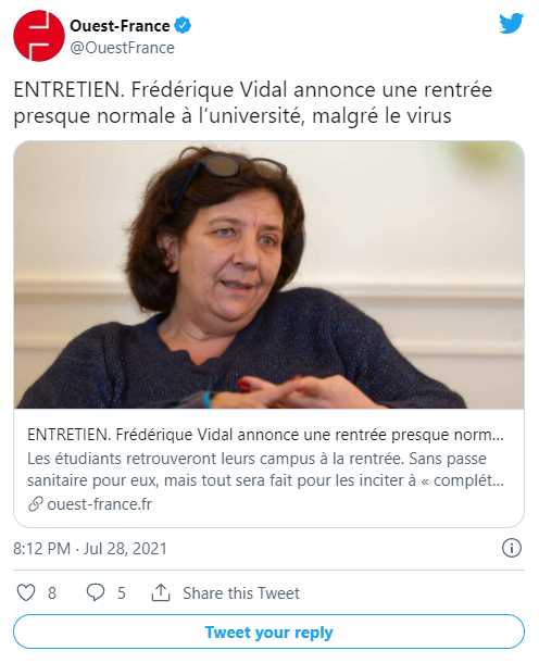 Intervju minister för högskolestudier Frédérique Vidal